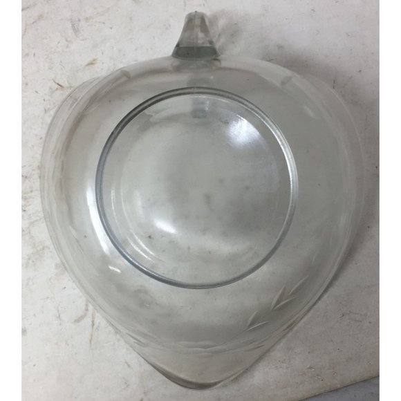 Vintage Large Clear Glass Heart/Leaf Shaped Bowl with Handle - Picture 2 of 6